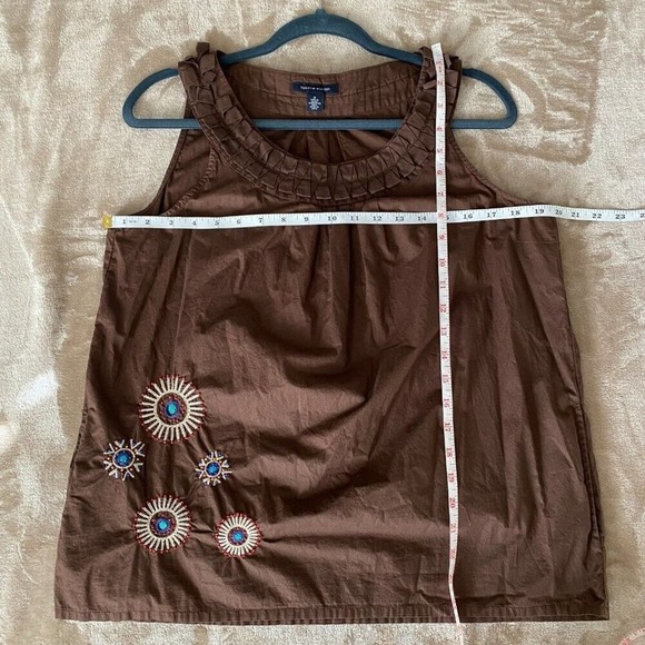 Tommy Hilfiger Women's M Blouse Brown Aztec Sleeveless Round Neck Cotton Y2K - Picture 7 of 7